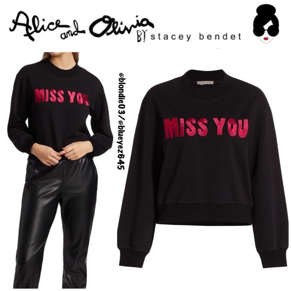 Alice + Olivia Denver Embroidered Sweatshirt S NWT